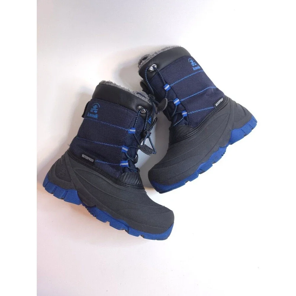 Kamik Rapha Waterproof Winter Snow Boots Shoes Kids Blue Insulated Warm Sz 2